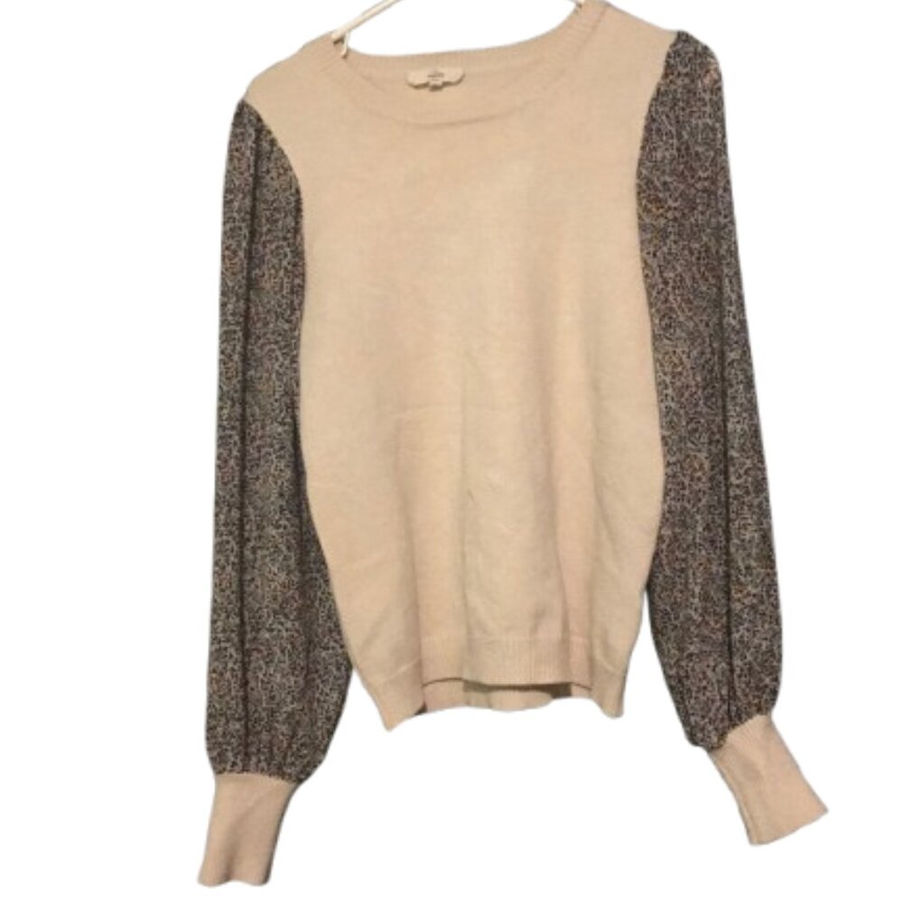 Size S- Entro Beige and floral sleeved sweater